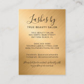 Gold Metallic Lash Extensions Aftercare Icon Visitekaartje (Achterkant)