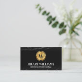 Gold Metallic Leaves | Klassieke monogram marmer Visitekaartje (Staand voorkant)