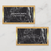 Gold Metallic Lijst | Zwarte marmer Visitekaartje (Voorkant / Achterkant)