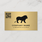 Gold Metallic / Lion Icon / QR Code Scan Visitekaartje (Voorkant)