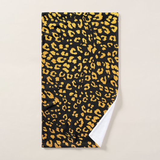 Gold Metallic loodopard Pattern op Black Bad Handdoek (Handdoek)