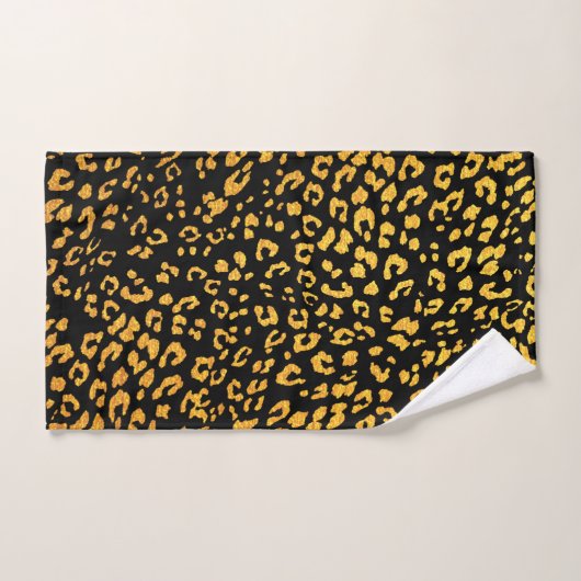 Gold Metallic loodopard Pattern op Black Bad Handdoek (Handdoek)
