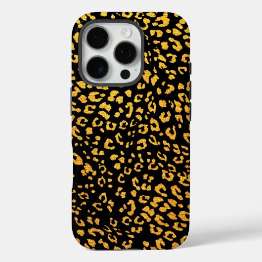 Gold Metallic loodopard Pattern op Black Case-Mate iPhone Case (Achterkant)