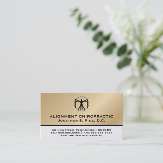 Gold Metallic-look Chiropractische Visitekaartjes (Staand voorkant)