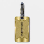 Gold Metallic look met diamanten patroon 2 Bagagelabel (Achterkant verticaal)