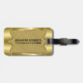 Gold Metallic look met diamanten patroon 2 Bagagelabel (Achterkant horizontaal)