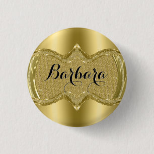 Gold Metallic look met diamanten patroon 3 Ronde Button 3,2 Cm