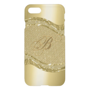 Gold Metallic look met diamanten patroon iPhone SE/8/7 Hoesje
