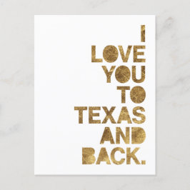 Gold Metallic Love You to Texas and Back Briefkaar Briefkaart