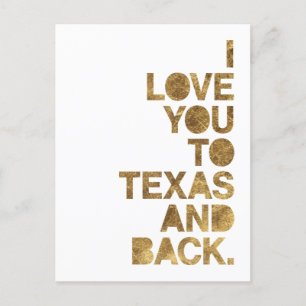 Gold Metallic Love You to Texas and Back Briefkaar Briefkaart