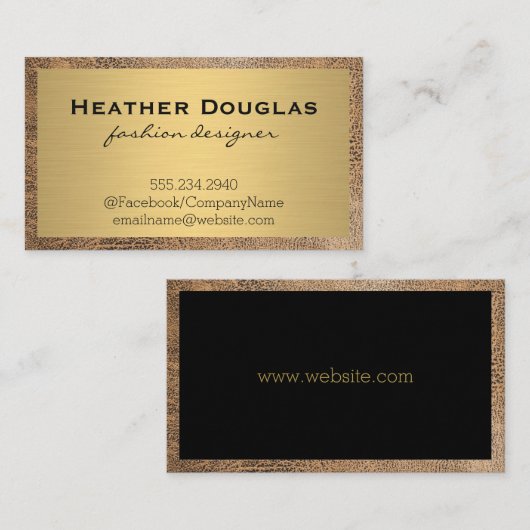 Gold Metallic Lux | Ledergrens Visitekaartje (Voorkant / Achterkant)