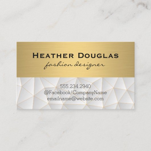 Gold Metallic Lux | Modern geometrisch patroon Visitekaartje (Voorkant)
