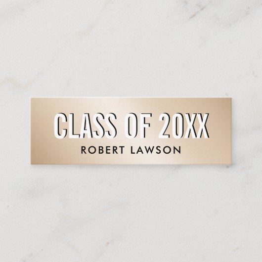 Gold Metallic Luxe Class Afstuderen Name Card Mini Visitekaartje (Voorkant)