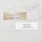 Gold Metallic Luxe Class Afstuderen Name Card Mini Visitekaartje (Voorkant / Achterkant)