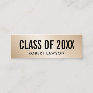 Gold Metallic Luxe Class Afstuderen Name Card Mini Visitekaartje