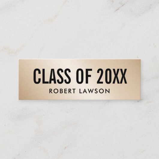 Gold Metallic Luxe Class Afstuderen Name Card Mini Visitekaartje (Voorkant)