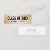 Gold Metallic Luxe Class Afstuderen Name Card Mini Visitekaartje (Voorkant / Achterkant)