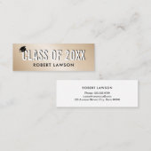 Gold Metallic Luxe Class Graduy-kaart Mini Visitekaartje (Voorkant / Achterkant)