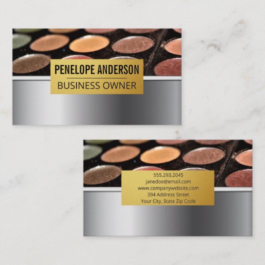 Gold Metallic | Makeup Palette Visitekaartje (Voorkant / Achterkant)