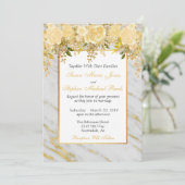 Gold Metallic marmer Flowers Weddenschap Kaart (Staand voorkant)