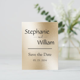 Gold Metallic Modern Elegant Stylish Save the Date Aankondigingskaart