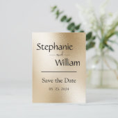 Gold Metallic Modern Elegant Stylish Save the Date Aankondigingskaart (Staand voorkant)