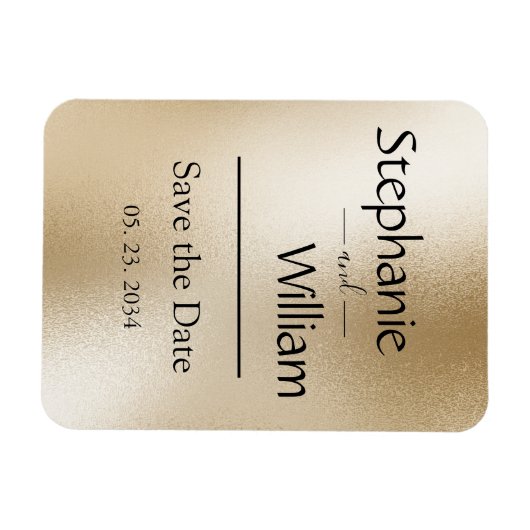 Gold Metallic Modern Elegant Stylish Save the Date Magneet (Horizontaal)