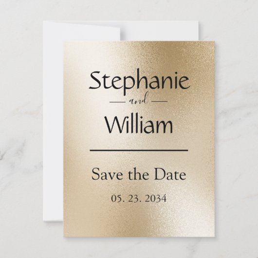 Gold Metallic moderne grafische vormgeving eenvoud Save The Date (Voorkant)
