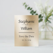 Gold Metallic moderne grafische vormgeving eenvoud Save The Date (Staand voorkant)
