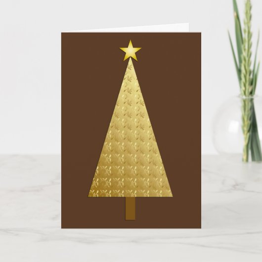 Gold Metallic moderne kerstboom Feestdagen Kaart (Voorkant)