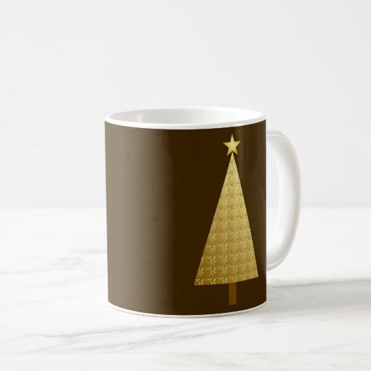 Gold Metallic moderne kerstboom Koffiemok (Voorkant rechts)