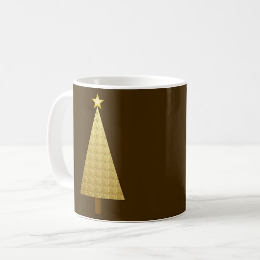Gold Metallic moderne kerstboom Koffiemok (Voorkant links)