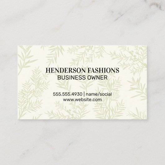 Gold Metallic Monogram | Juniper Branch Visitekaartje (Achterkant)