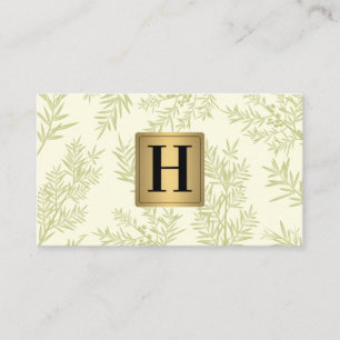 Gold Metallic Monogram Juniper Branch Visitekaartje