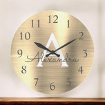 Gold Metallic monogram Naam en Initiaal Grote Klok<br><div class="desc">Gold faux Metallic Monogram Naam en Initiaal Serving Wall Clock. De Wall Clock geeft het perfecte cadeau aan iemand die van gouden roestvrij staal houdt.</div>