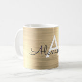 Gold Metallic monogram Naam en Initiaal Koffiemok (Voorkant links)