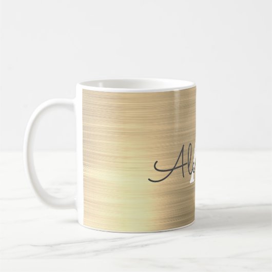 Gold Metallic monogram Naam en Initiaal Koffiemok (Links)