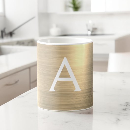 Gold Metallic monogram Naam en Initiaal Koffiemok