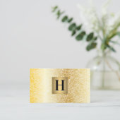 Gold Metallic Monogram | Witte goudtextuur Visitekaartje (Staand voorkant)