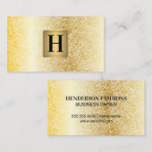 Gold Metallic Monogram | Witte goudtextuur Visitekaartje (Voorkant / Achterkant)