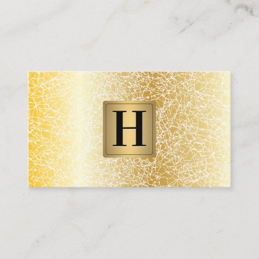 Gold Metallic Monogram | Witte goudtextuur Visitekaartje (Voorkant)