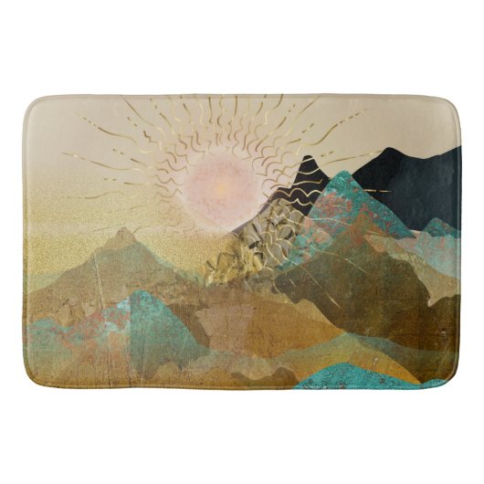 Gold Metallic Mountain Vista Landscape Badmat (Voorkant)