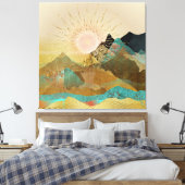 Gold Metallic Mountain Vista Landscape Canvas Afdruk (Insitu (Slaapkamer))
