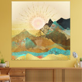 Gold Metallic Mountain Vista Landscape Canvas Afdruk (Insitu (Woonkamer))