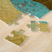 Gold Metallic Mountain Vista Landscape Legpuzzel (Zijkant)