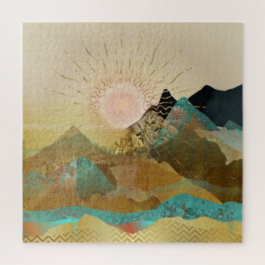 Gold Metallic Mountain Vista Landscape Legpuzzel (Verticaal)
