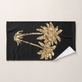 Gold Metallic Palm Trein op Black Handdoek (Handdoek)