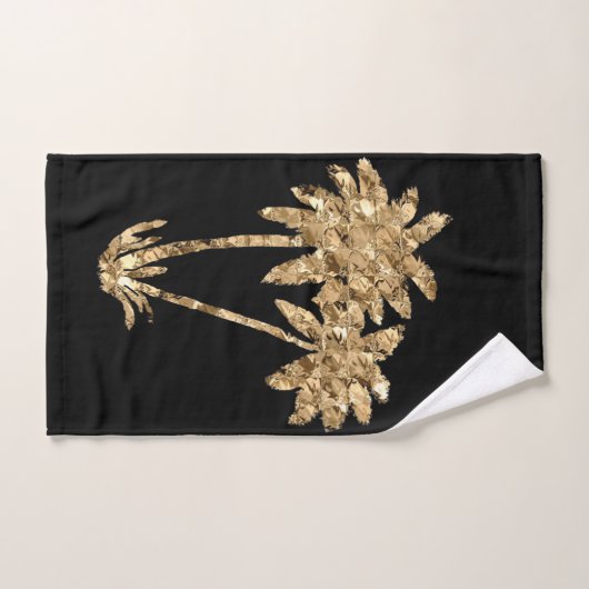 Gold Metallic Palm Trein op Black Handdoek (Handdoek)