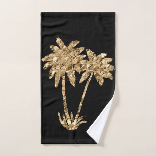 Gold Metallic Palm Trein op Black Handdoek (Handdoek)