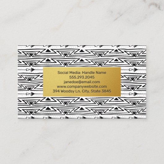 Gold Metallic Pattern | Bohemisch Patroon Visitekaartje (Achterkant)